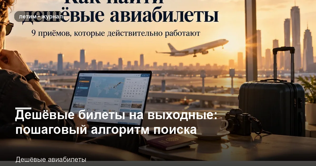 Авиапутешествие: иллюстрация к материалу «Дешёвые билеты на выходные: пошаговый алгоритм поиска»