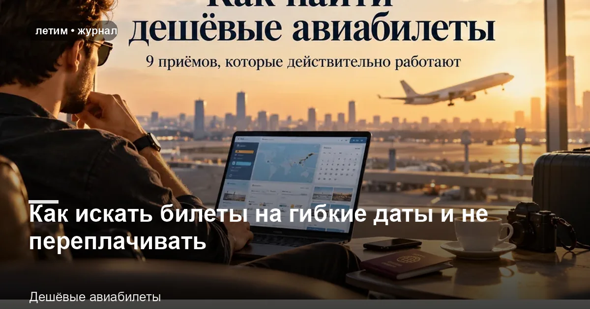 Авиапутешествие: иллюстрация к материалу «Как искать билеты на гибкие даты и не переплачивать»