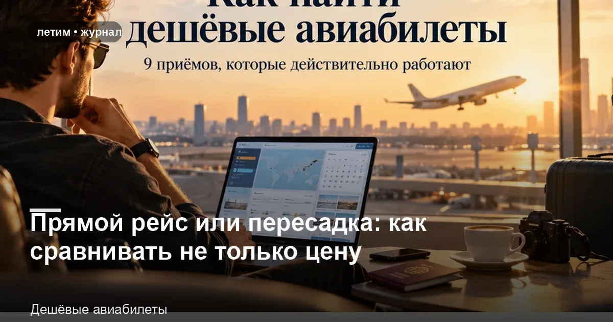 Авиапутешествие: иллюстрация к материалу «Прямой рейс или пересадка: как сравнивать не только цену»